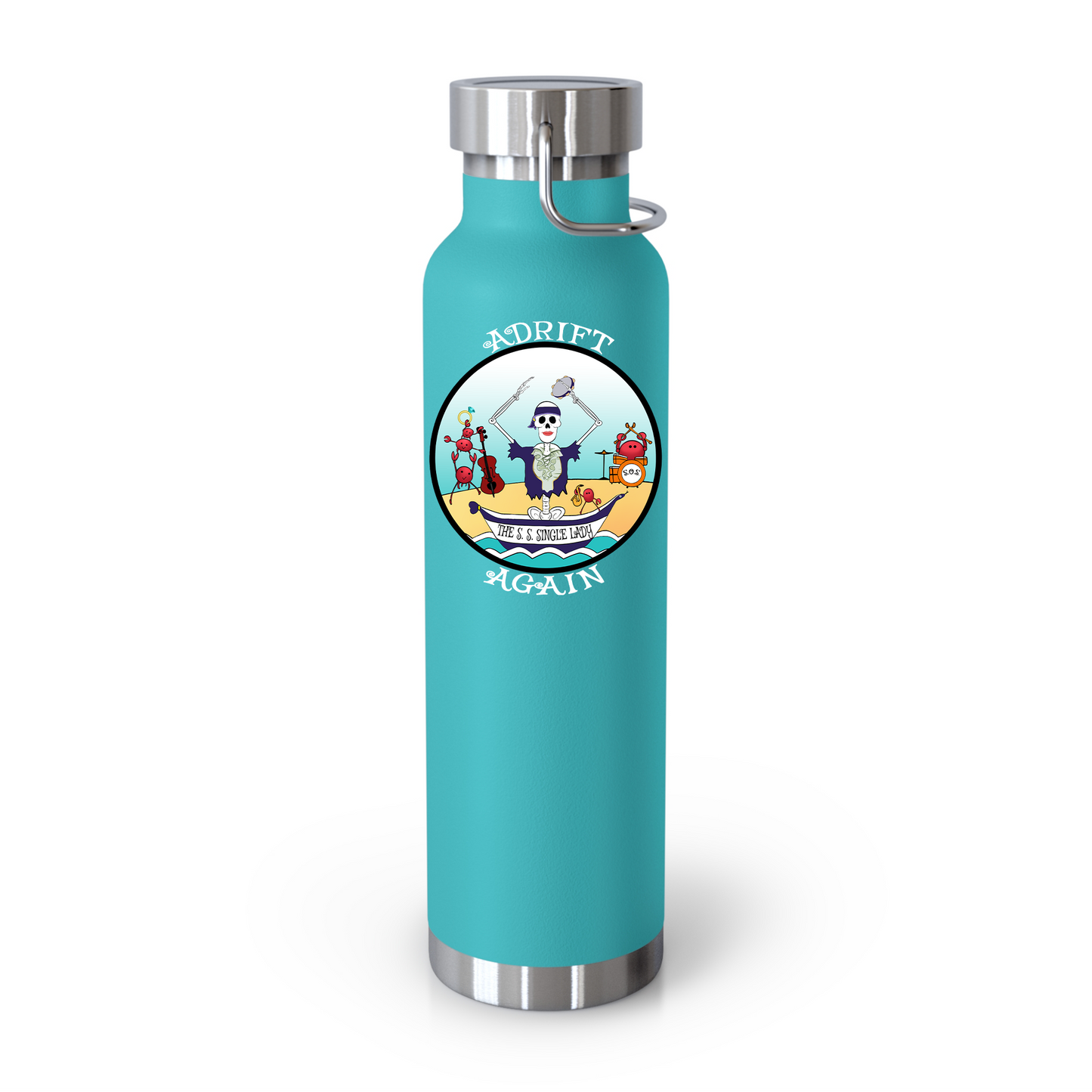 The S. S. Single Lady 22 oz Water Bottle, Dual Wall, Stainless Steel, In Mint, Navy, Black or White