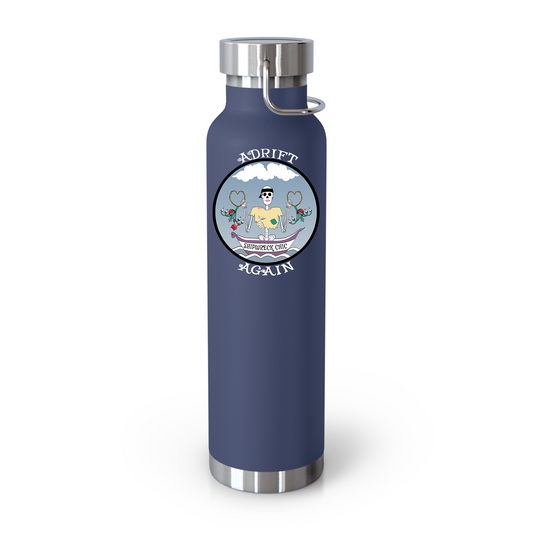 Shipwreck Chic 22 oz Water Bottle, Dual Wall, Stainless Steel, In Stainless, Navy or White