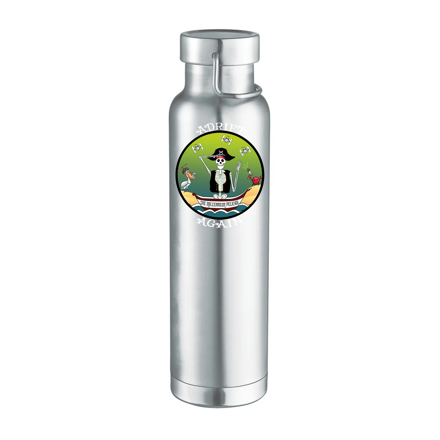 The Millennium Pelican 22 oz Water Bottle, Dual Wall, Stainless Steel, In Stainless, Grey, Black or White