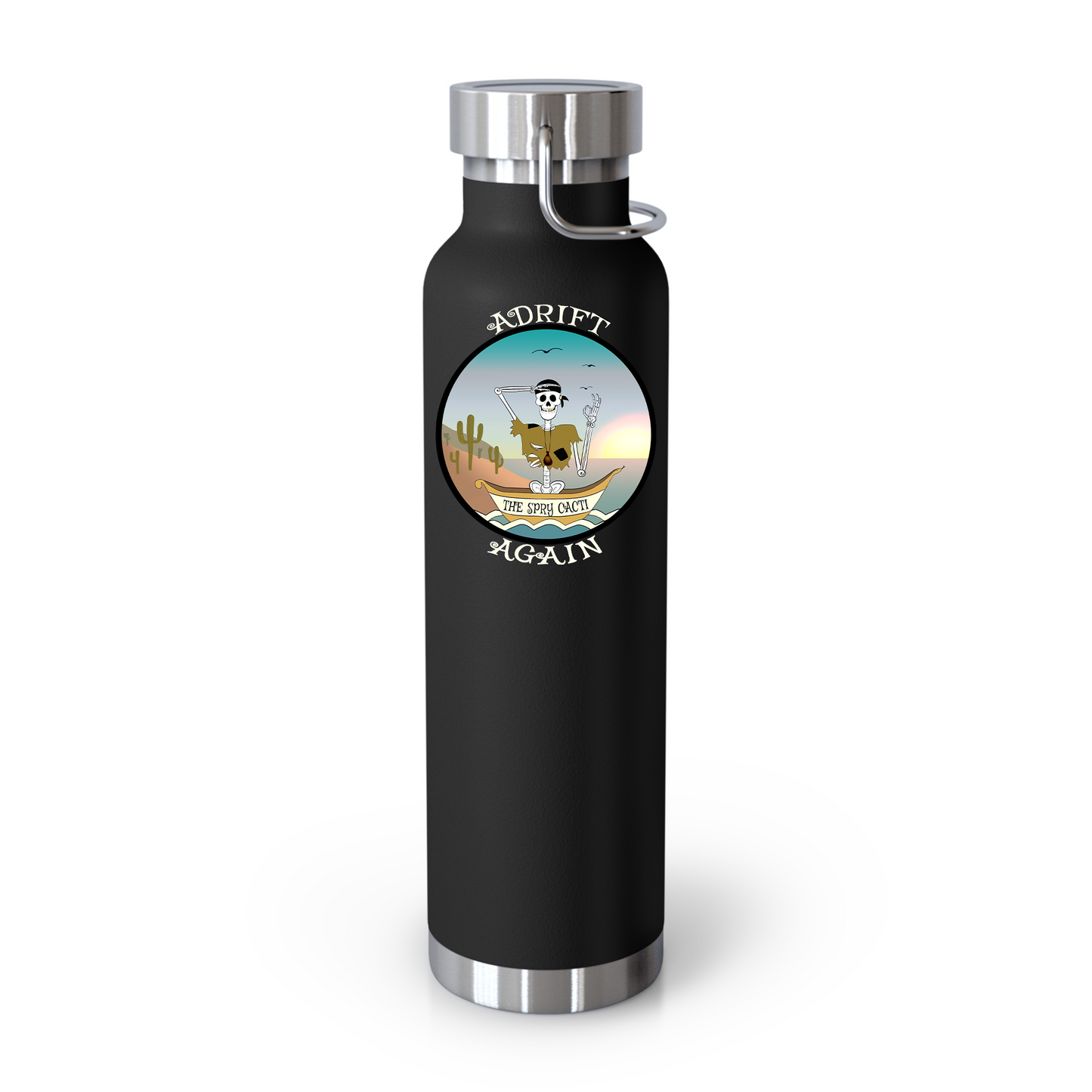 The Spry Cacti 22 oz Water Bottle, Dual Wall, Stainless Steel, In Stainless, Mint, Grey or Black