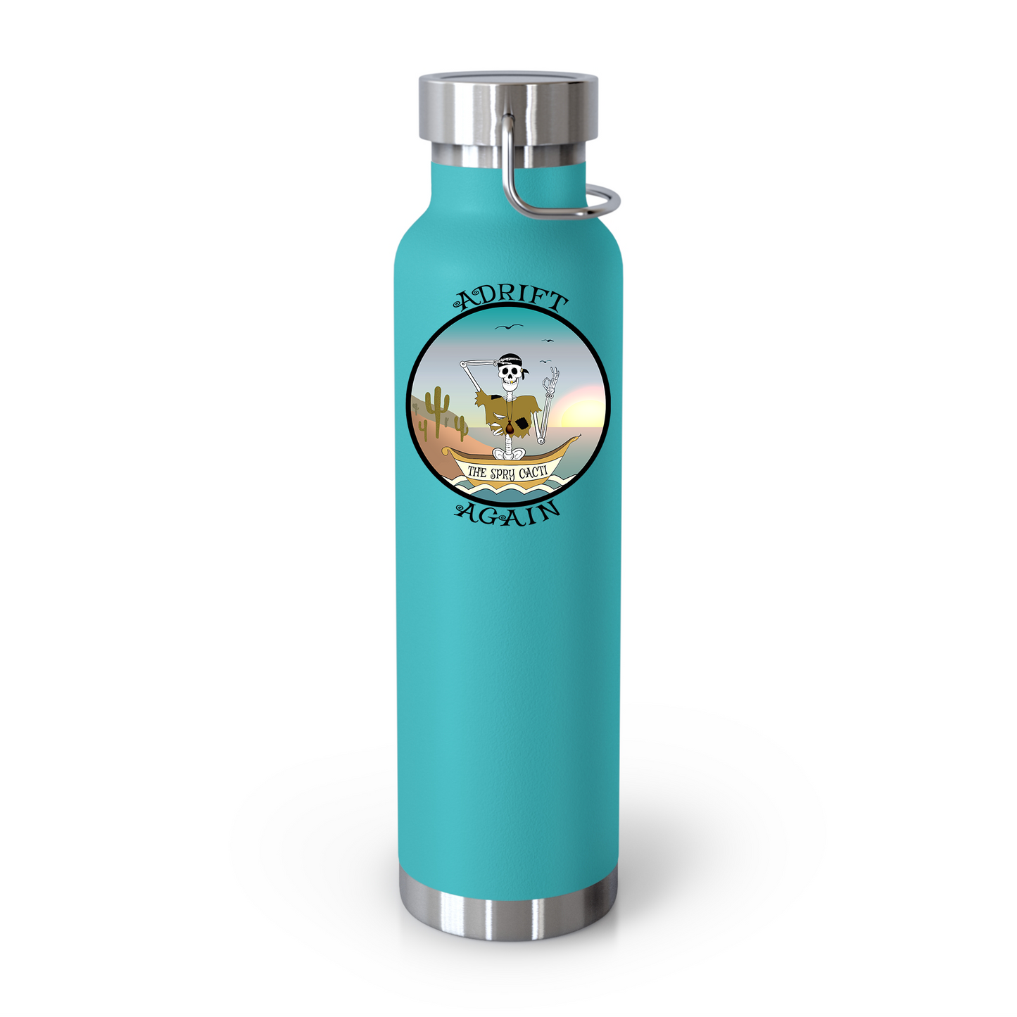 The Spry Cacti 22 oz Water Bottle, Dual Wall, Stainless Steel, In Stainless, Mint, Grey or Black