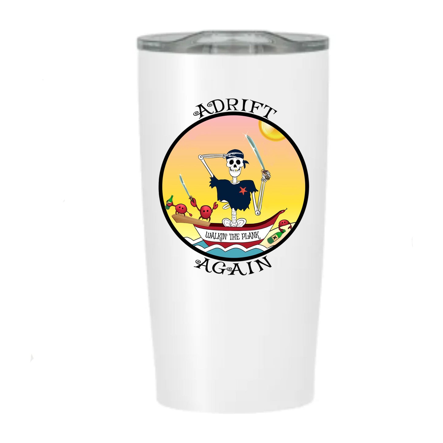 Walkin' The Plank, Stainless Steel Tumbler, White