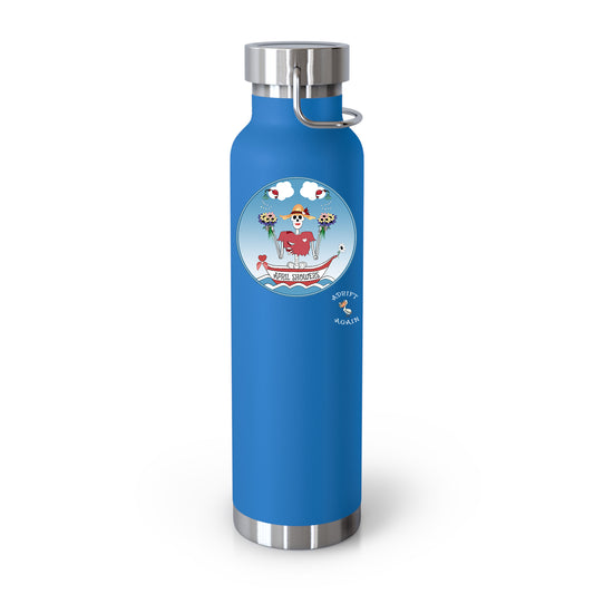 April Showers 22 oz Water Bottle, Dual Wall, Stainless Steel, In Light Blue, Midnight Plum, or White avy, Black or White