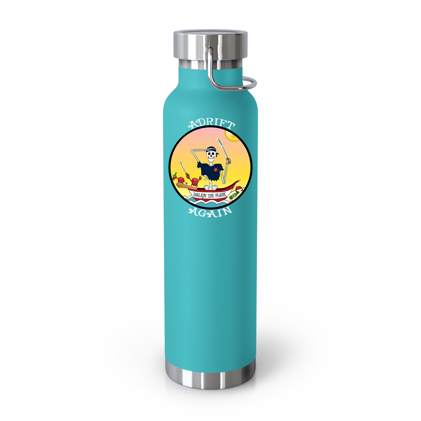 Walkin' The Plank 22 oz Water Bottle, Dual Wall, Stainless Steel, In Mint, Red, Orange, Black or White